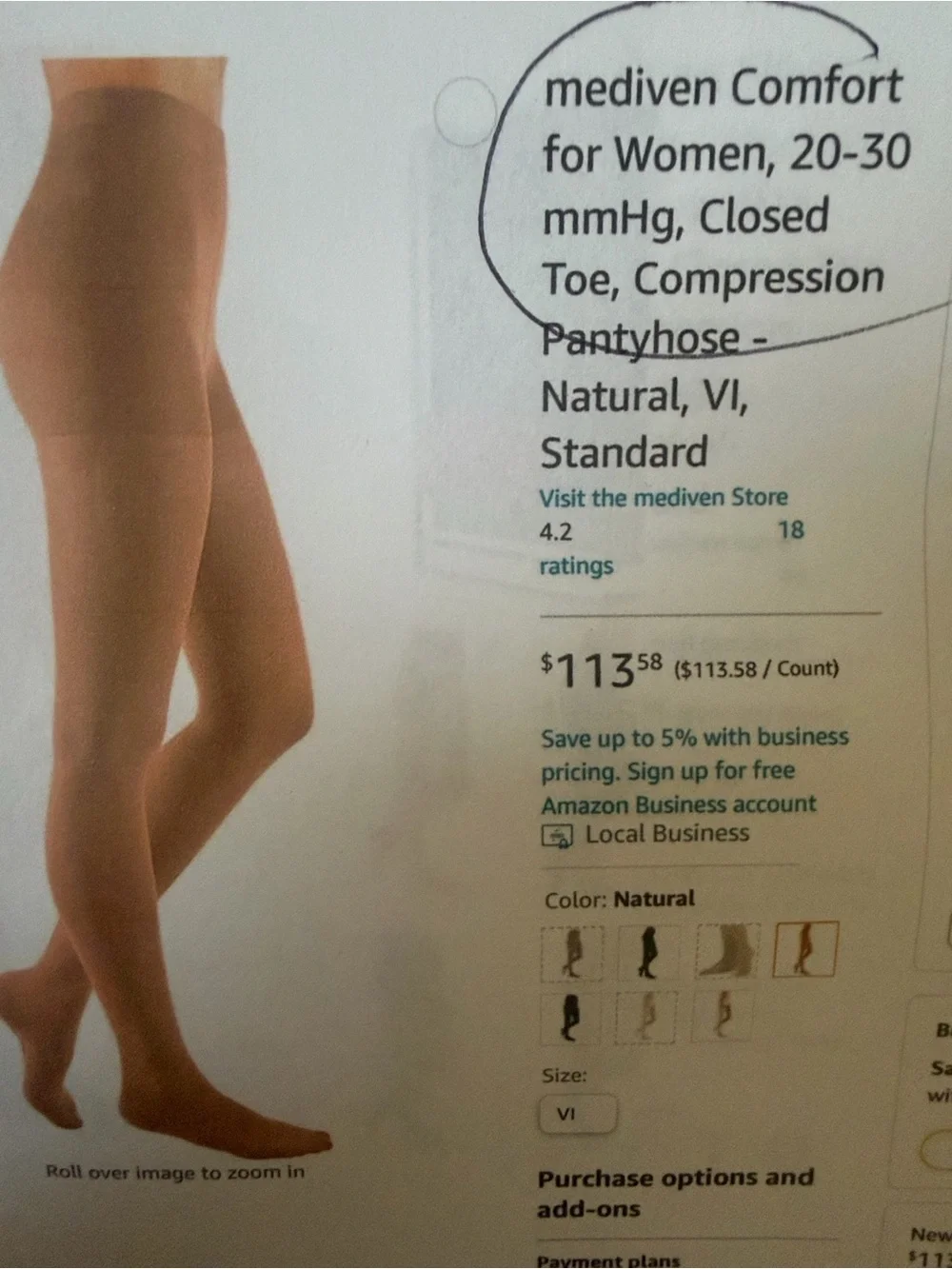 mediven Comfort Medical Compression Pantyhose -Black